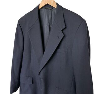Tom James Men's Navy Sport Coat Size 48R Two-Button Notch Lapel Business Formal